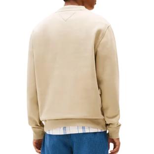 Sweat Beige Homme Tommy Jeans Flag Crew vue 2