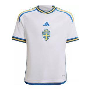 Suède Maillot de foot Blanc/Bleu/Jaune Garçon Adidas 2022 pas cher