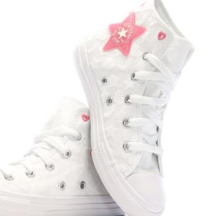 Baskets Blanches Fille Converse Chuck Taylor All Star Sparkle vue 7