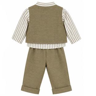 Ensemble Kaki/Blanc Bébé P'tit Mome Lucas vue 0