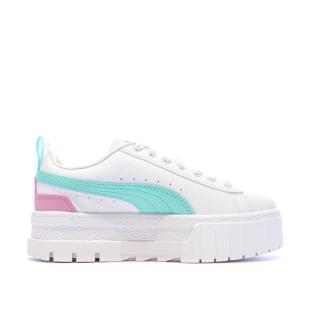 Baskets Blanches/Turquoise/Roses Fille Puma Mayze vue 2