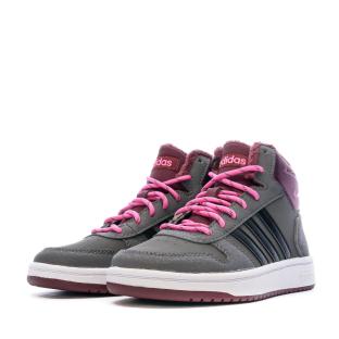 Baskets Grises Fille Adidas Hoops Mid 2.0 K vue 6