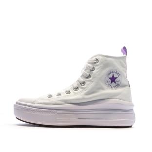 Baskets Blanches/Violettes Femme Converse All Star Move pas cher