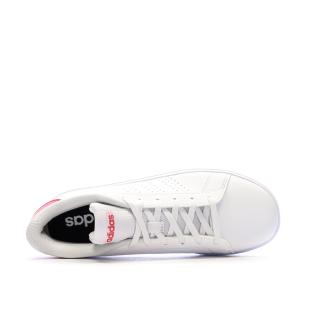Baskets Blanc/Rose Fille Adidas Advantage vue 0