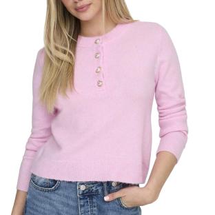 Pull Rose Femme Only Half Button vue 0