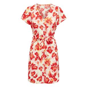 Robe Rouge/Blanc Femme Only Button pas cher