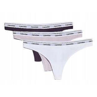 Lot de 3 Strings Noir/Blanc/Violet Femme Calvin Klein Jeans Thong pas cher