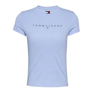T-shirt Bleu Femme Tommy Hilfiger Linear pas cher