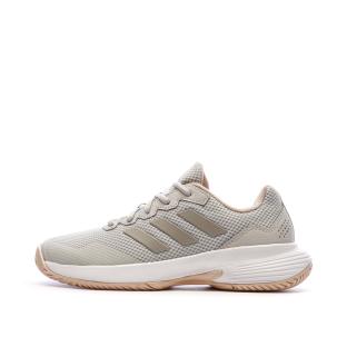 Baskets Grises/Roses Femme Adidas Gamecourt 2 vue 0