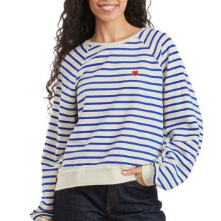 Sweat Marinière Bleu/Beige Femme Pieces Greta pas cher