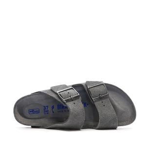 Sandales Grises Mixte Birkenstock Arizona Suede Leather Narrow vue 0