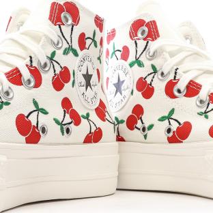 Baskets Ecru et Cerises Femme Converse Chuck Taylor All Star Lift vue 7