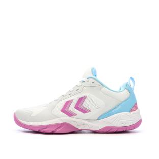 Chaussures de sport en salle Blanches/Rose/Bleu Femme Hummel Speed Court pas cher