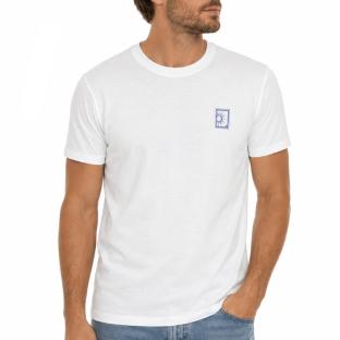 Weiß/Blaues Unisex-T-Shirt von Espace Des Marques Souvenir Ansicht 0