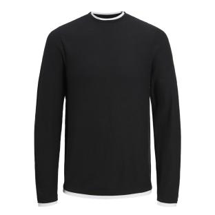 Pull Noir Garçon Jack & Jones Twinn Knit Neck pas cher