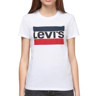T-Shirt Blanc/Marine/Rouge Femme Levi's The Perfect pas cher