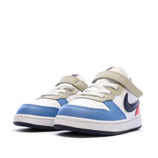Baskets Blanc/Beige/Bleu Enfant Nike Court Borough Low Recraf vue 6