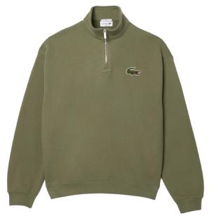 Sweat Loose Kaki Femme Lacoste Half-zip vue 0