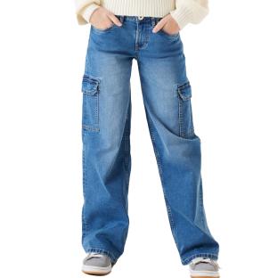 Jean Large Cargo Bleu Fille Garcia U42525 vue 0