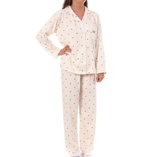 Pyjama Beige/Rouge Femme Lulu Castagnette Petit cœurs vue 0