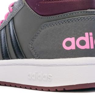 Baskets Grises Fille Adidas Hoops Mid 2.0 K vue 7