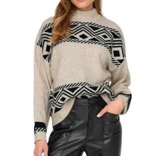 Pull Beige/Noir Femme Only Victoria pas cher