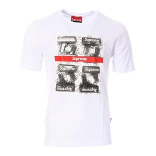 T-shirt Blanc Homme Supreme Grip Gun pas cher