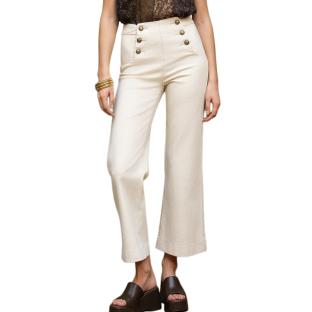 Jean Wide Blanc Créme Femme Vert Oraije Victorine vue 0