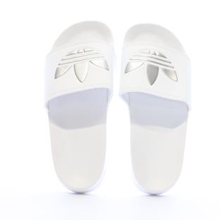 Claquettes Blanches/Argenté Femme Adidas Adilette vue 4