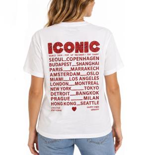 Weißes Damen-T-Shirt „Mutter und Tochter“ mit rotem Iconic-Bandana Ansicht 0