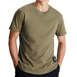 T-shirt Kaki Homme Calvin Klein Jeans Badge Turn Up pas cher