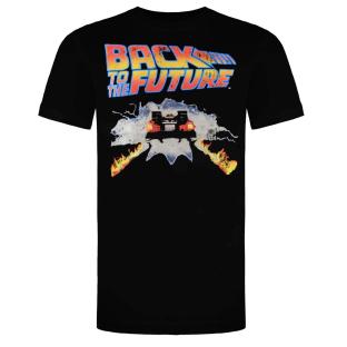 T-Shirt Noir Back To The Future Delorean vue 0