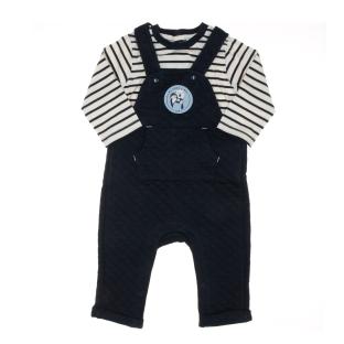 Salopette + T-Shirt Marine/Blanc EOM Egisot pas cher