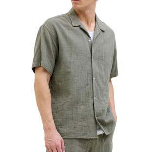 Chemisette Gaze de Coton Kaki Homme Jack & Jones Reaster pas cher