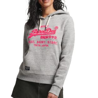 Sweat Capuche Gris Femme Superdry Neon pas cher