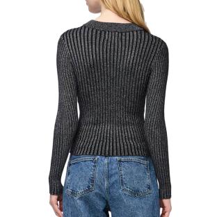 Pull Noir Brillant Femme Pieces Crista vue 2