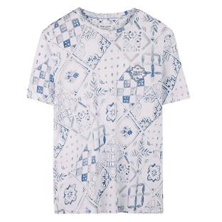 T-Shirt Bleu/Blanc Homme Teddy Smith Tareski vue 0