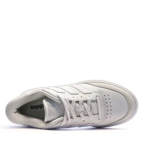 Baskets Blanc/Beige Enfant Adidas Courtblock vue 4
