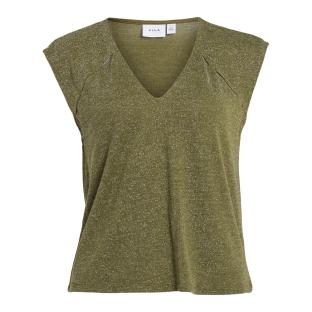 Top pailleté kaki femme VILA neck vue 0