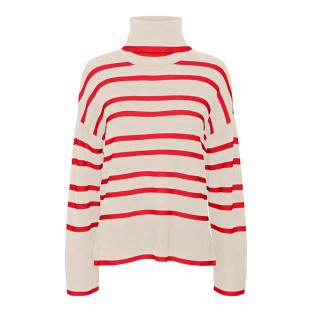 Pull Beige/Rouge Femme Vero Moda Saba pas cher