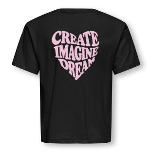 T-Shirt Noir Fille Kids ONLY Sille Amor Life vue 0
