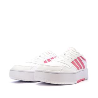 Baskets Blanches/Roses Femme Adidas Hoops 3.0 Bold vue 6