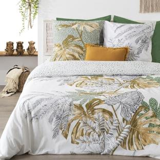 Parure de Lit Blanches à Fleurs Monstera Atmosphera 240x220 pas cher
