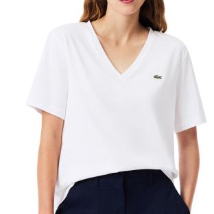 T-Shirt Blanc Femme Lacoste Relaxed vue 0
