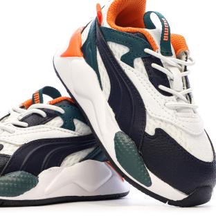Baskets Blanc/Marine/Orange Garçon Puma Rs vue 7