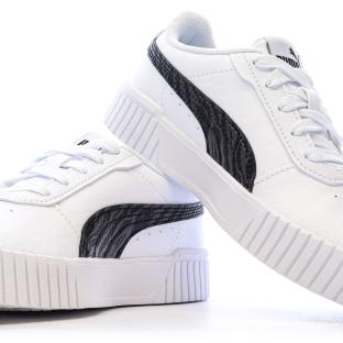 Baskets Blanche/Noir Fille Puma Carina 2.0 Zebra vue 7