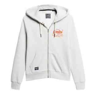 Sweat zippé Gris Clair Femme Superdry Ziphood pas cher