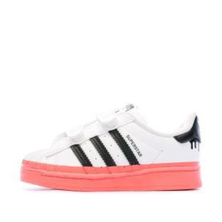 Baskets Blanches/Roses Fille Adidas Superstar Cf pas cher