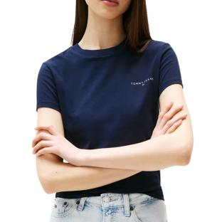 T-shirt Marine Femme Tommy Hilfiger Slim Linear DW0DW21164 pas cher
