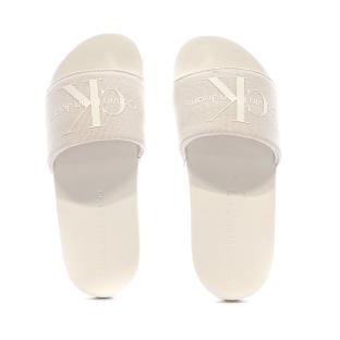 Claquettes Beige Femme Calvin Klein Jeans Slide Monogram vue 3